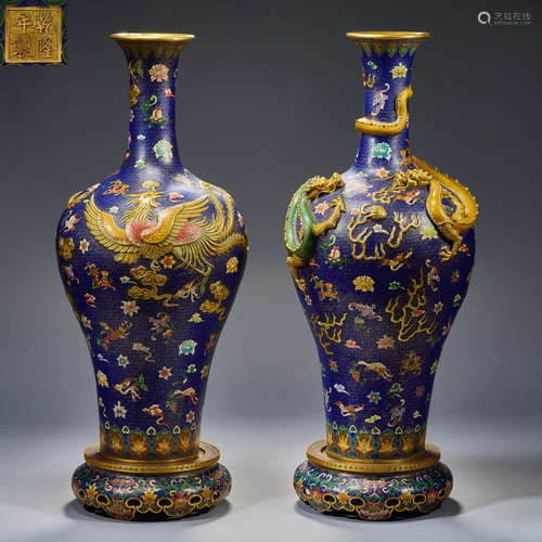 Qing Dynasty Qianlong, cloisonne, dragon, Phoenix, decorativ...