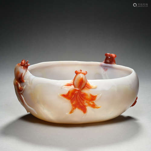 The Republic of China, goldfish decoration, agate material, ...