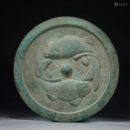 Tang Dynasty, Pisces grain decoration, Bronze mirror