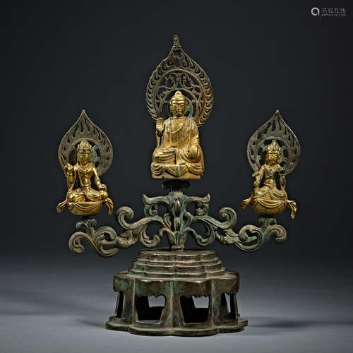 Tang Dynasty， Gilt Silver, Buddha Statue