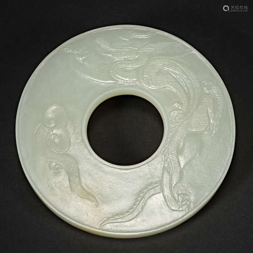 Tang Dynasty, Hetian jade, dragon decoration, White Jade Wal...