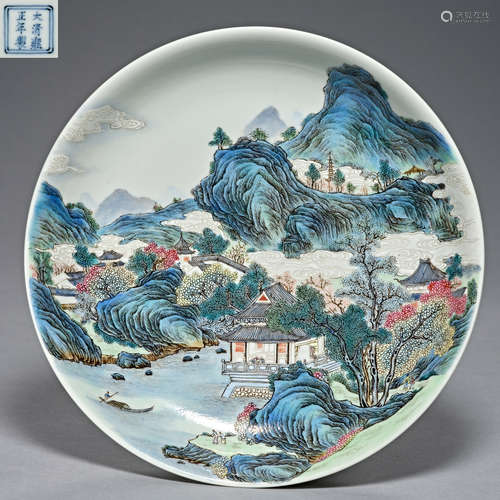 Qing Dynasty Yongzheng, Famille Rose, landscape decoration, ...