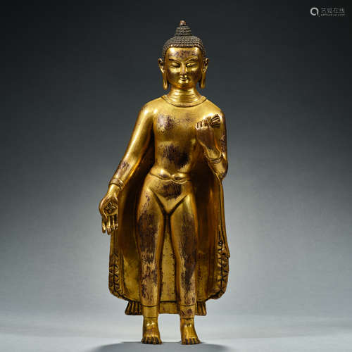 China, Qing Dynasty, Gilt Bronze , Buddha Statue