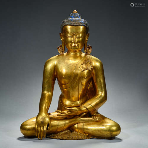 Ming and Qing Dynasties, Gilt Bronze , Buddha Statue