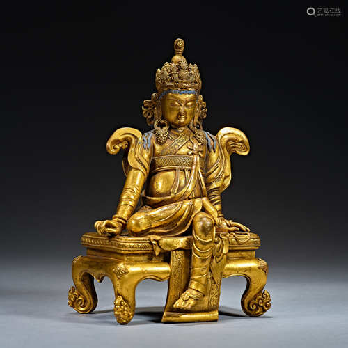 Ming and Qing Dynasties, Gilt Bronze , Buddha Statue