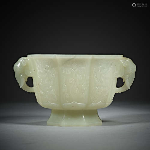 Ming and Qing Dynasties, Hetian jade, Elephant ear Cup