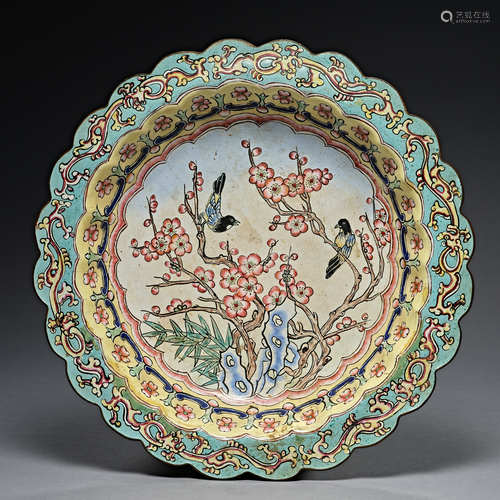 Qing Dynasty, copper , painted enamel, Copper Plate