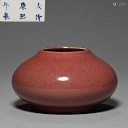 Qing Dynasty Kangxi, Cowpea red, porcelain, Zun