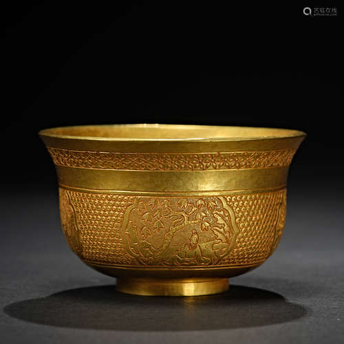 Qing Dynasty, pure gold, Gold Cup