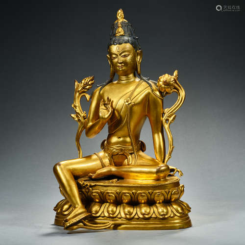 Ming Dynasty, Gilt Bronze , Guanyin Bodhisattva, Buddha Stat...