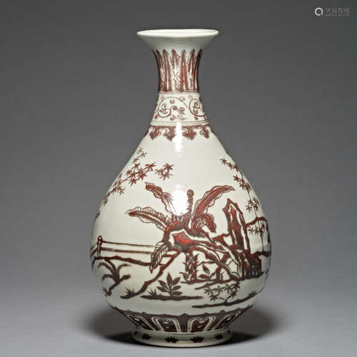 Ming Dynasty, glaze in the red, Yuhuchun Bottle