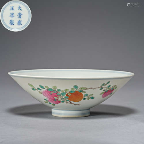 Qing Dynasty Yongzheng, fruit grain decoration, Famille Rose...