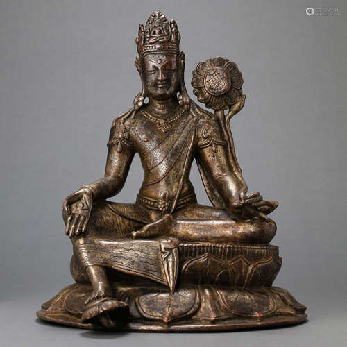 CHINESE MING DYNASTY TIBETAN BRONZE BUDDHA SITTING STATUE