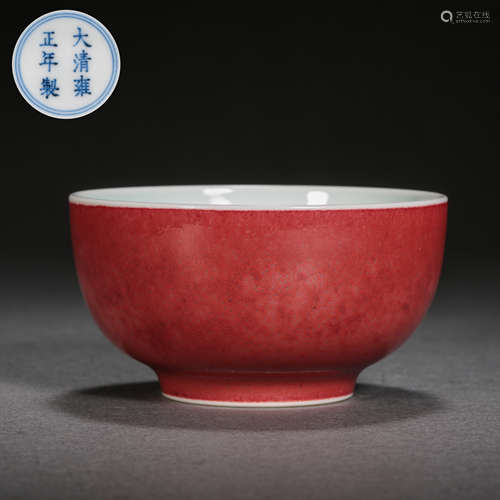 CHINESE RED GLAZED CUP FROM QING DYNASTY