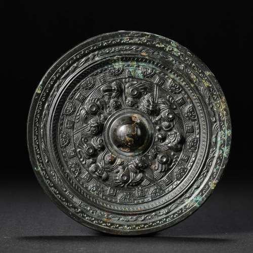 BRONZE MIRROR , SOUTHERN AND NORTHERN DYNASTIES, CHINA