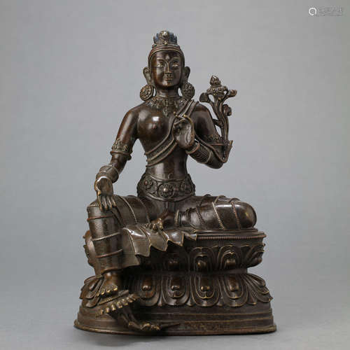 CHINESE MING DYNASTY TIBETAN BRONZE BUDDHA SITTING STATUE