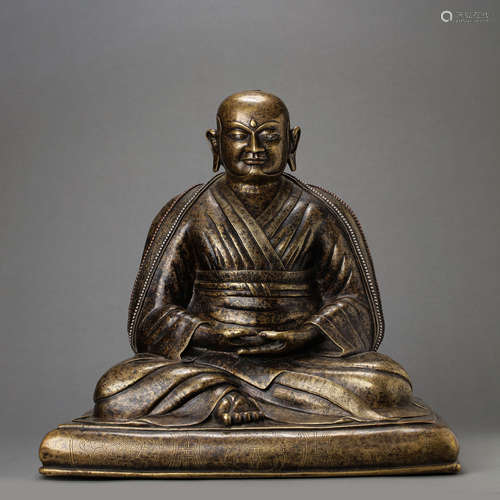 CHINESE MING DYNASTY TIBETAN BRONZE BUDDHA SITTING STATUE