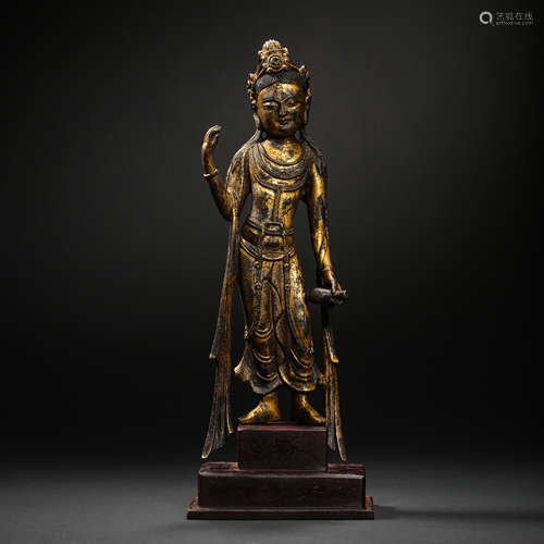 BRONZE GILDING BUDDHA, TANG DYNASTY, CHINA