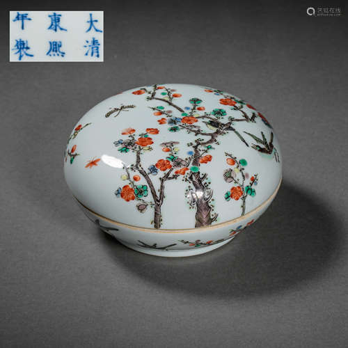 CHINESE QING DYNASTY KANGXI FAMILLE ROSE BOX