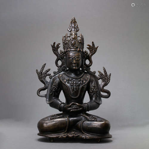 CHINESE MING DYNASTY TIBETAN BRONZE BUDDHA SITTING STATUE