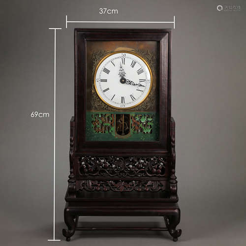 CHINESE 20TH CENTURY MAHOGANY CLOCK