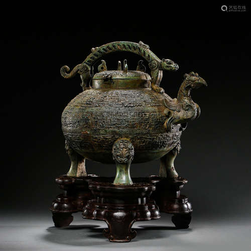 CHINESE HAN DYNASTY BRONZE GIRDER KETTLE