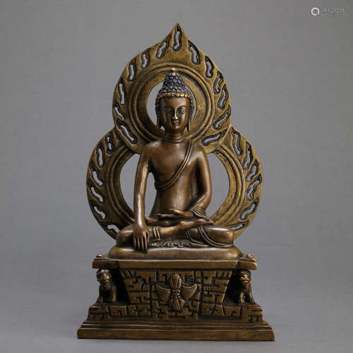 CHINESE MING DYNASTY TIBETAN BRONZE BUDDHA SITTING STATUE