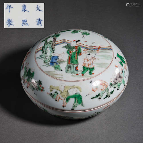 CHINESE QING DYNASTY KANGXI FIGURE BOX