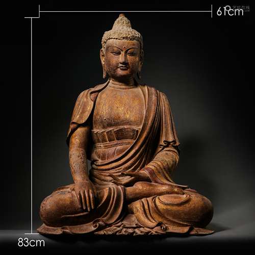 CHINESE SONG DYNASTY WOODEN BUDDHA SITTING STATUE