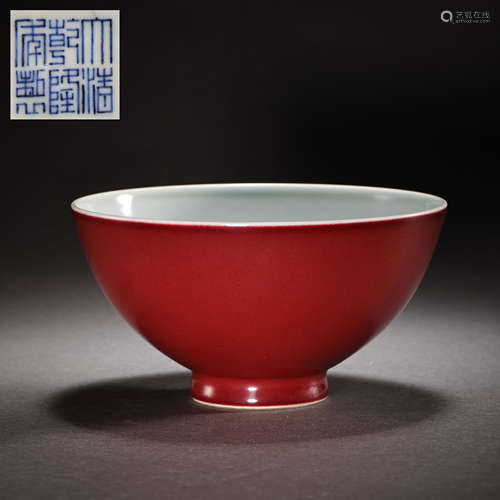 QIANLONG RED GLAZED BOWL, QING DYNASTY, CHINA  