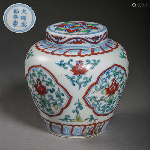 CHINESE MING DYNASTY CHENGHUA BLUE AND WHITE BUCKET COLOR PO...