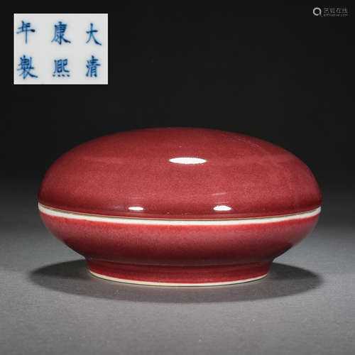 CHINESE QING DYNASTY RED GLAZE BOX  