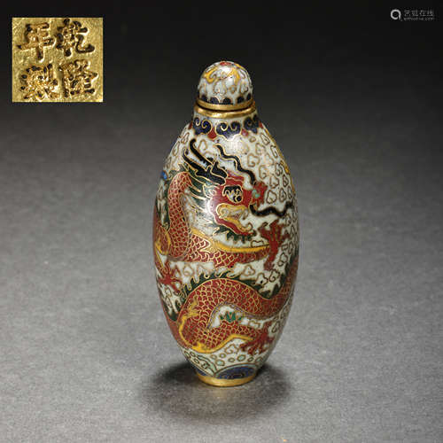 CHINESE CLOISONNE SNUFF BOTTLE, QING DYNASTY  