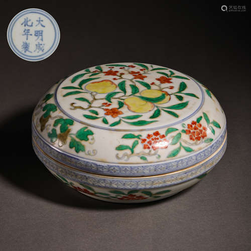 CHINESE MING DYNASTY CHENGHUA BUCKET COLOR ROUND BOX  