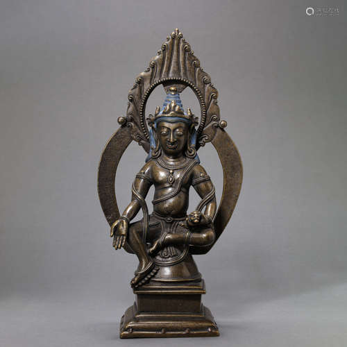 CHINESE MING DYNASTY TIBETAN BRONZE BUDDHA SITTING STATUE 