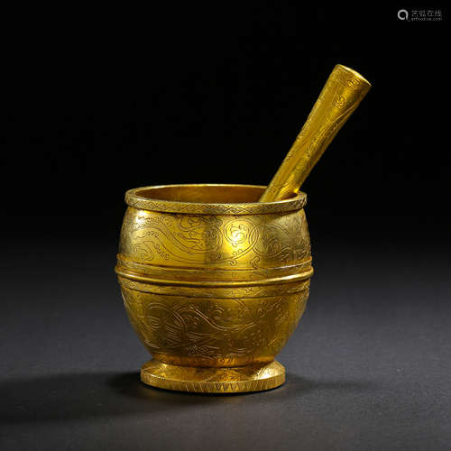 CHINESE TANG DYNASTY PURE GOLD MEDICINE RAMMING POT  