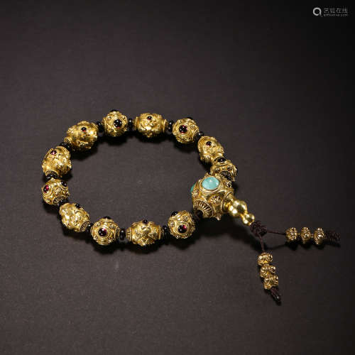 CHINESE QING DYNASTY PURE GOLD HAND BRACELET
