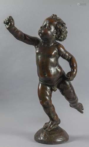 Putto in terracotta a patina scura,