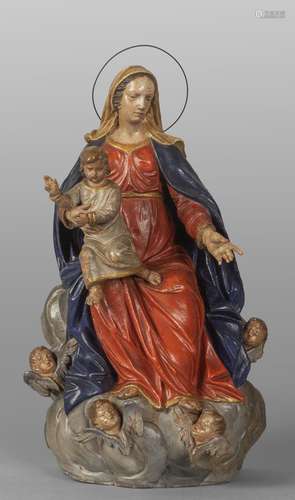 Madonna con Bambino, terracotta policroma, Emilia