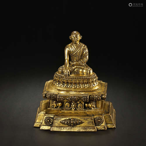 CHINESE QING DYNASTY GILT BRONZE BUDDHA STATUE