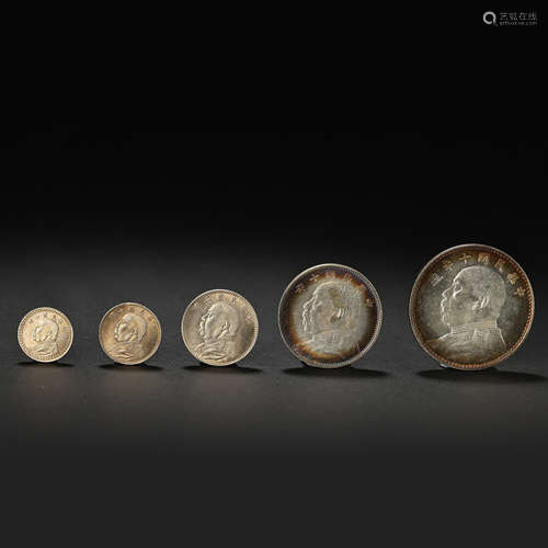 A GROUP OF PURE CHINESE SILVER COINS