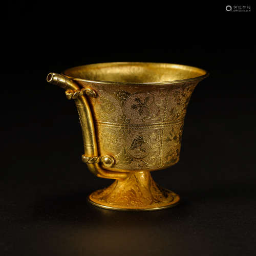 CHINESE TANG DYNASTY PURE GOLD CUP
