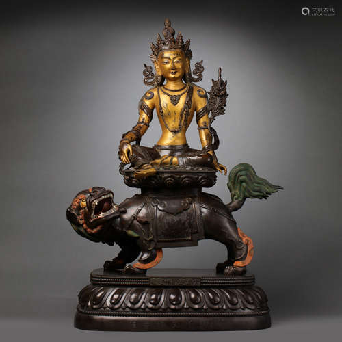 CHINESE QING DYNASTY GILT BRONZE BUDDHA STATUE