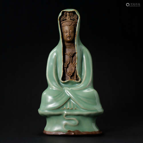 SOUTH SONG DYNASTY, CHINESE LONGQUAN WARE BLUE GLAZE GUANYIN...