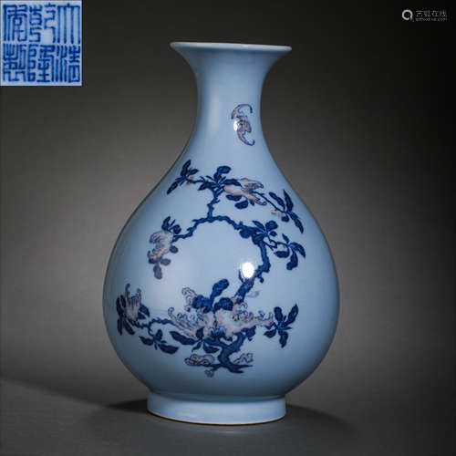 CHINESE QING DYNASTY QIANLONG PERIOD BLUE AND WHITE PURPLE V...