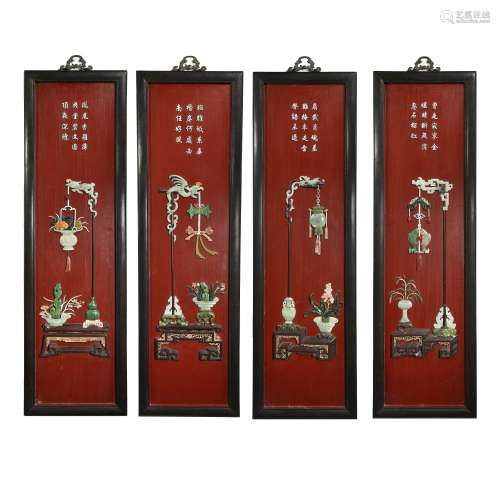A GROUP OF CHINESE QING DYNASTY COURT HANGING SCREENS