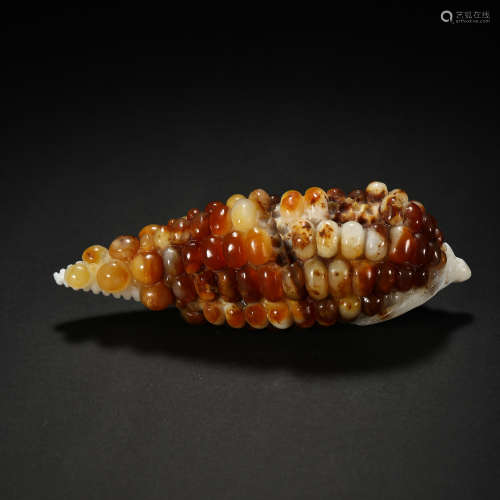 CHINESE JADE CORN HANDLE FROM QING DYNASTY