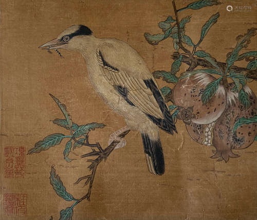 Chinese Ink And Color On Silk Painting