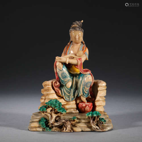 In the Qing Dynasty, Shoushan Stone Guanyin statue