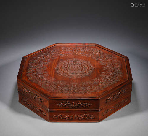 Huanghua pear wood multi treasure box in Qing Dynasty